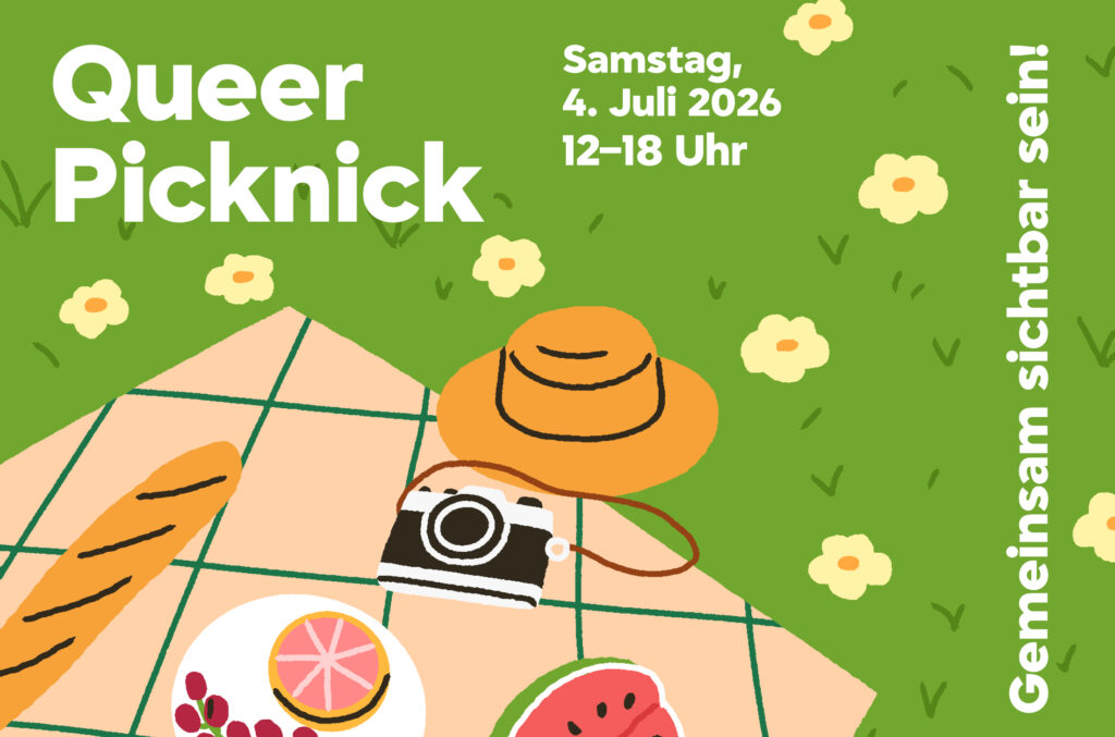 Queer Picknick, Samstag 4. Juli 2026, 12–18 Uhr, Gemeinsam sichtbar sein!